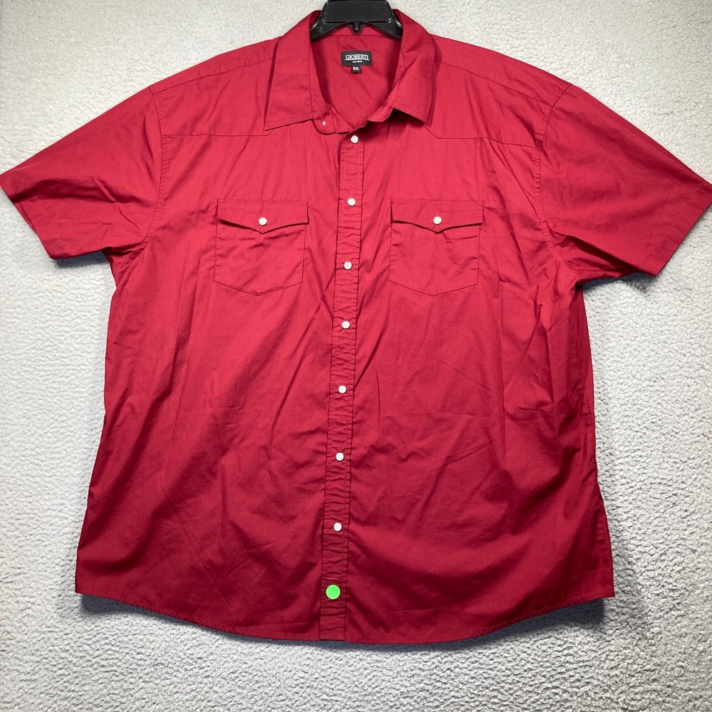 Gioberti Western Shirt Mens 5XL Red Short Sleeve Pearl Snap Button Up FLAW